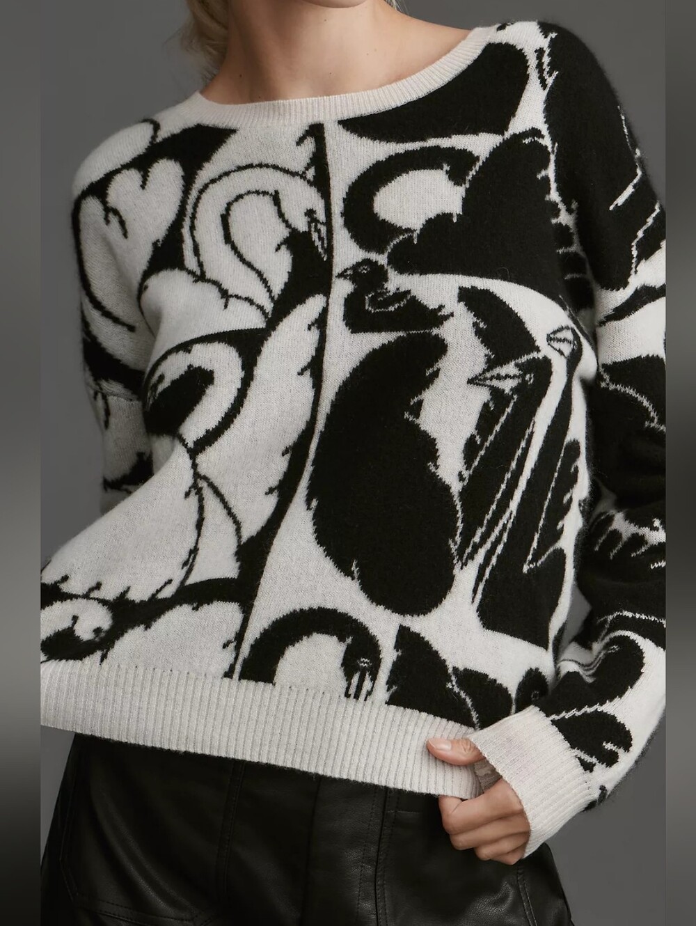 Cecilia Pettersson for Maeve Graphic Swan Cashmere Jumper Sweater Size Medium M